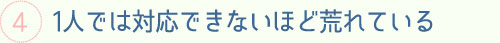 1人では対応できないほど荒れている